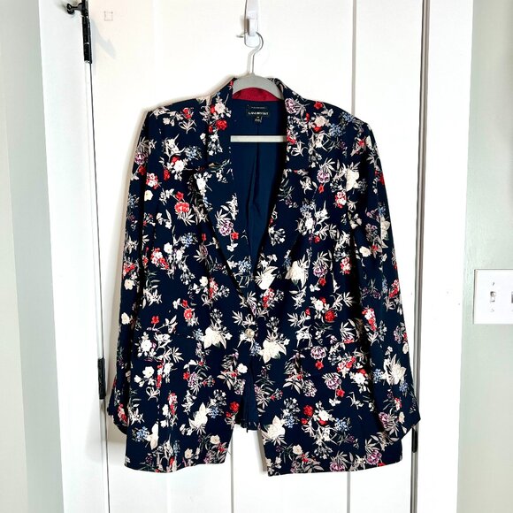 Lane Bryant The Bryant Blazer Navy Dark Florals One-Button Blazer Plus Size 26 - Picture 2 of 6